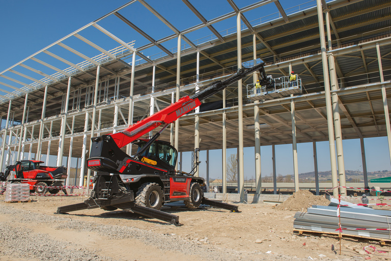 Manitou Rotating Telehandler with man basket